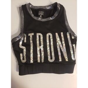 Justice Active Strong Tank Top Silver Trim Blk‎ Size 10